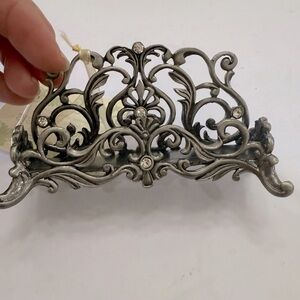 Beautiful Business Card Holder pewter crystal accents